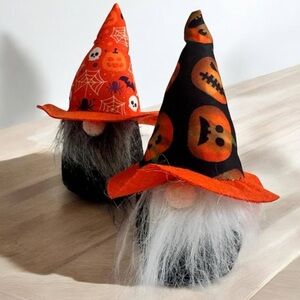 2 piece 6 in Halloween Gnome Set - Orange and Black